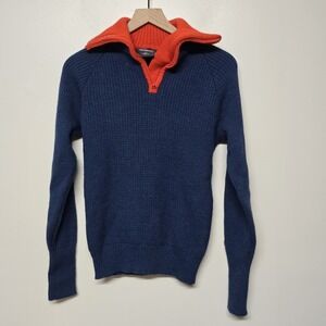 Ulvang Sweater Mens Blue Orange Wool Half Zip Pullover Outdoor Norway Hiking SM